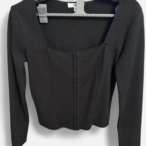 BB Dakota Black Ribbed Long Sleeve Top